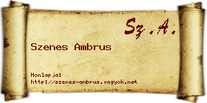 Szenes Ambrus névjegykártya